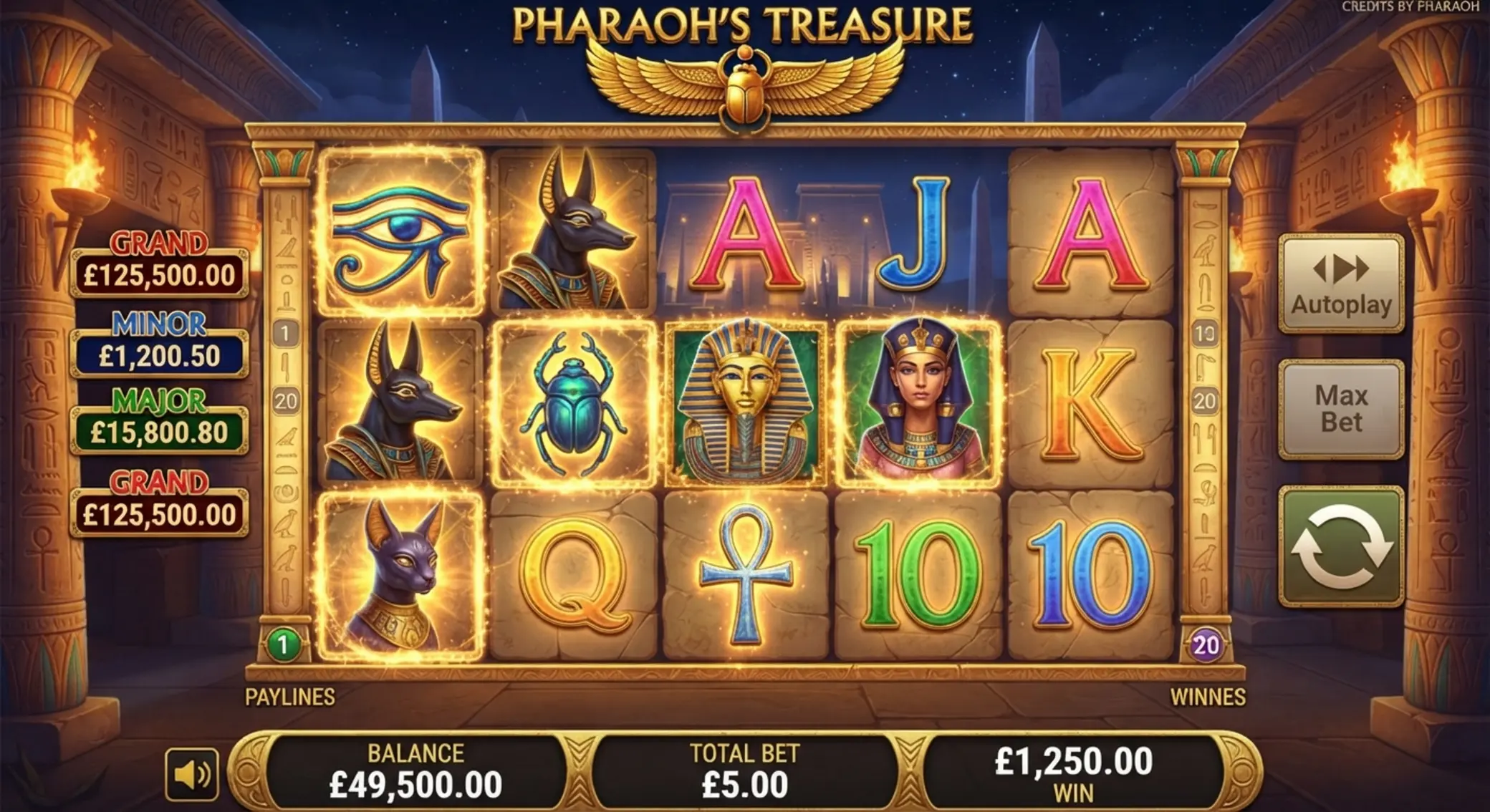Ekran gry Book of Ra Magic z bębnami i egipskim tłem
