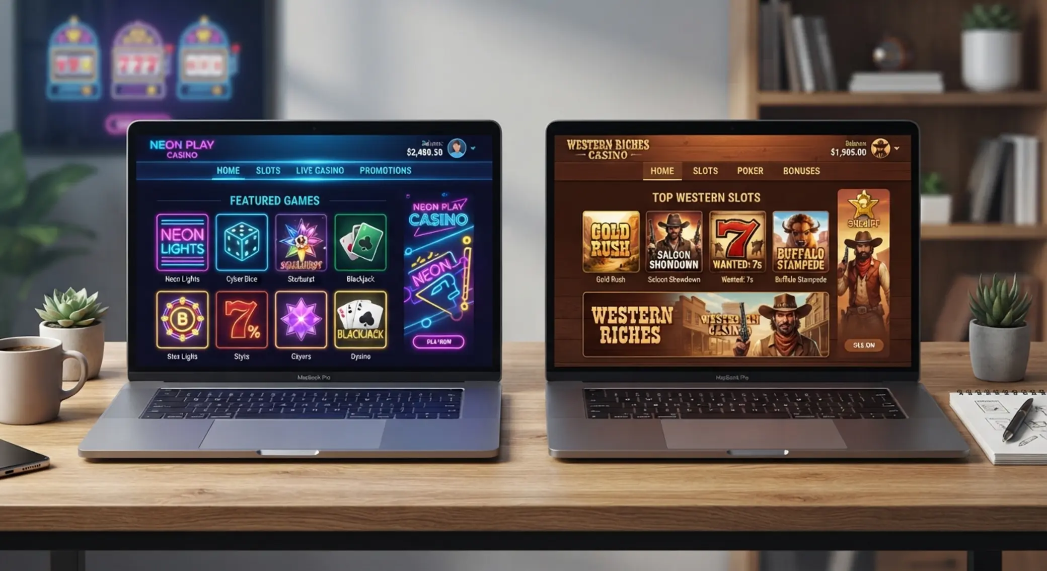 Porównanie GG Bet Slot i Rodeo Slot Casino Porównanie dwóch kasyn online na ekranach laptopów