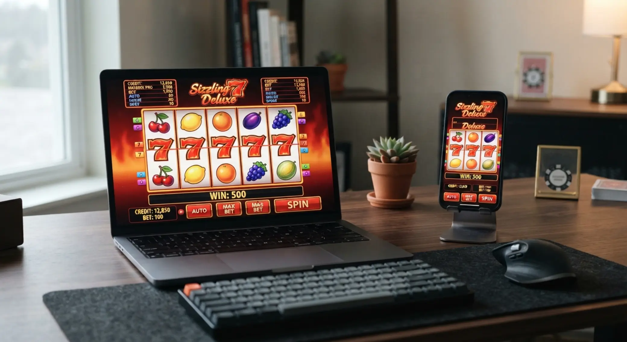 Sizzling 777 Deluxe na urządzeniach mobilnych Slot owocowy na laptopie i telefonie